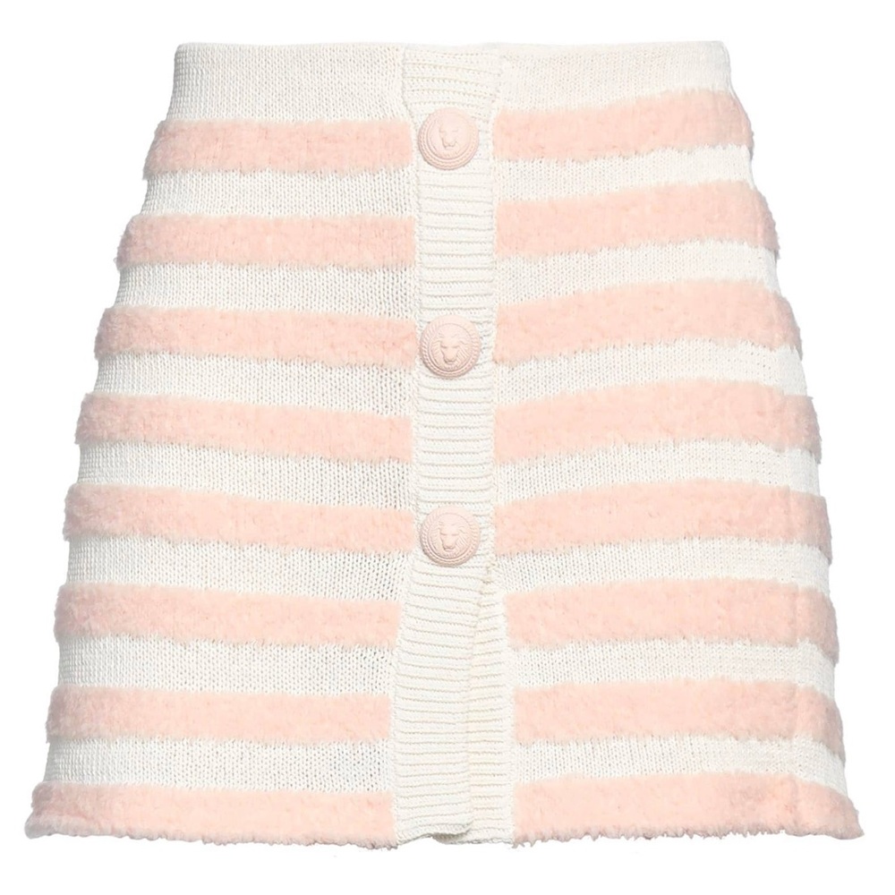 Balmain Strip Knitted Button-up Skirt